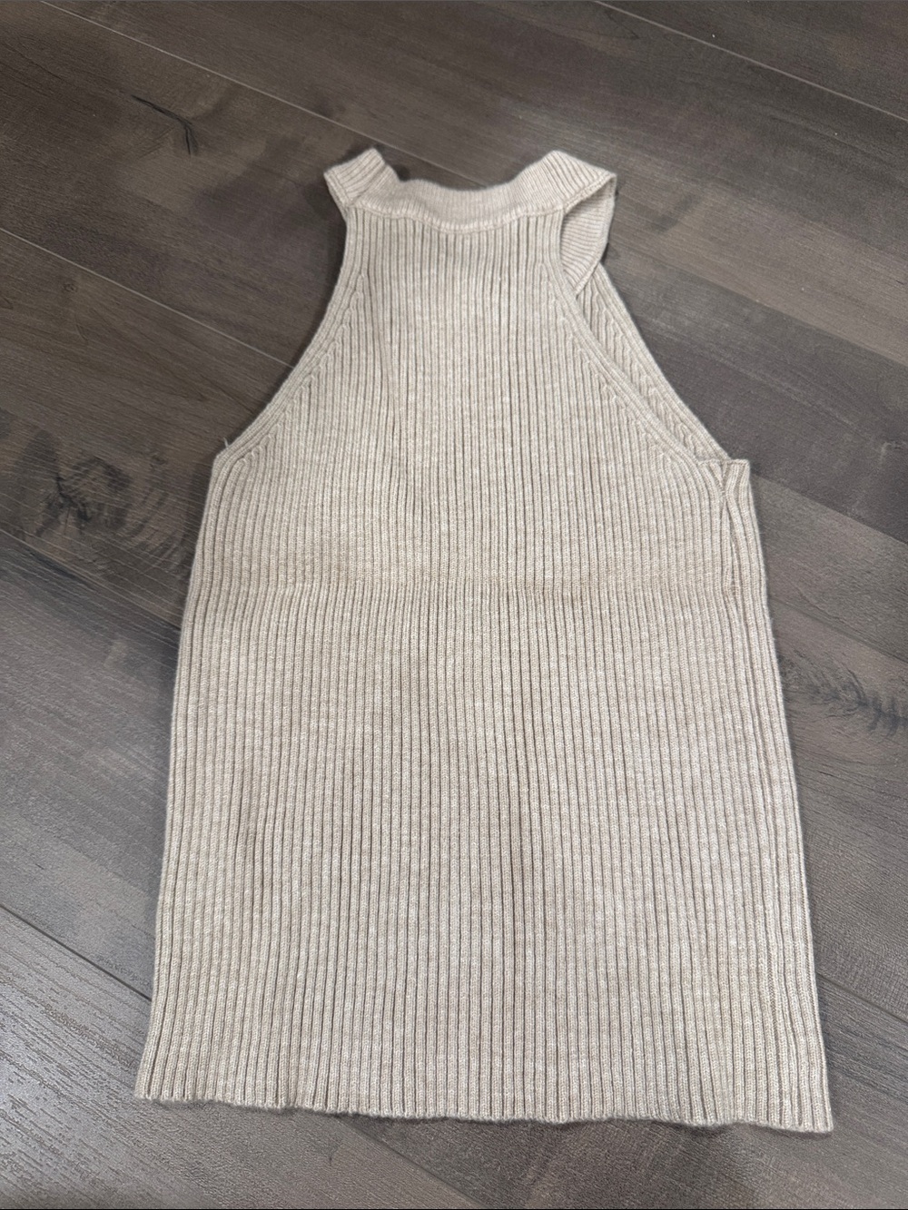 Ribbed Halter Knit Tank Top - Cream